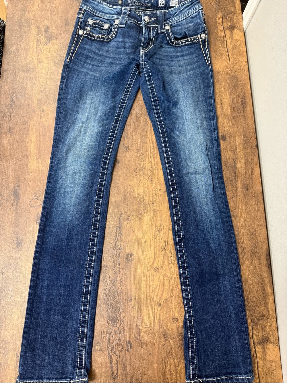 Miss Me Women's Dark Blue Straight Leg Jeans Size 26